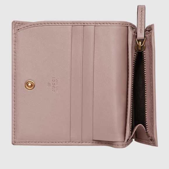 GUCCI GG MARMONT CARD CASE WALLET DUSTY PINK LEATHER - Picture 4 of 8